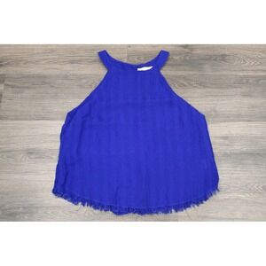 Altard State Blue Fringe Halter Top Sleeveless Bohemian Summer Tank‎ Small